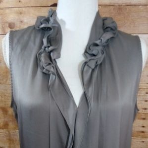 Elie Tahari Gray Silk Blend Sleeveless Top Medium